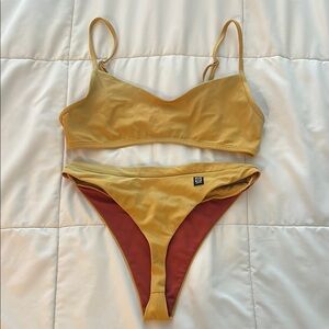Jolyn Surf Bikini Yellow and Rust Sporty Bikini